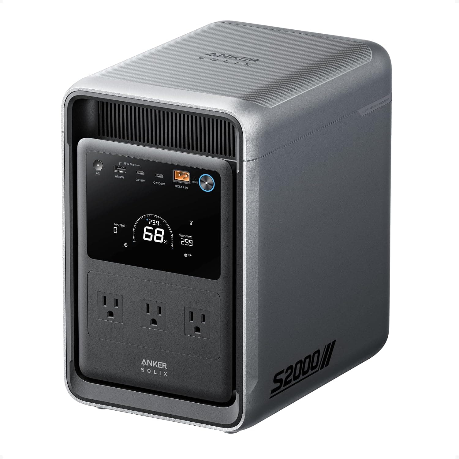 Anker SOLIX S2000 Portable Power Station, 1500W Solar Generator for Home Use