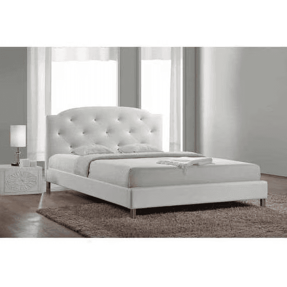 Canterbury White Leather Contemporary Queen Bed